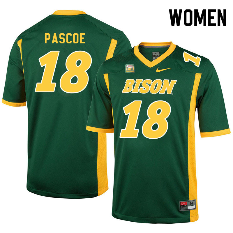 Women #18 Britton Pascoe North Dakota State Bison College Football Jerseys Sale-Green
